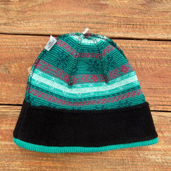 Vintage Fair Isle Wool Beanie USA Made Ski Hat Green Fleece Lined Tassel Knit - Picture 6 of 10